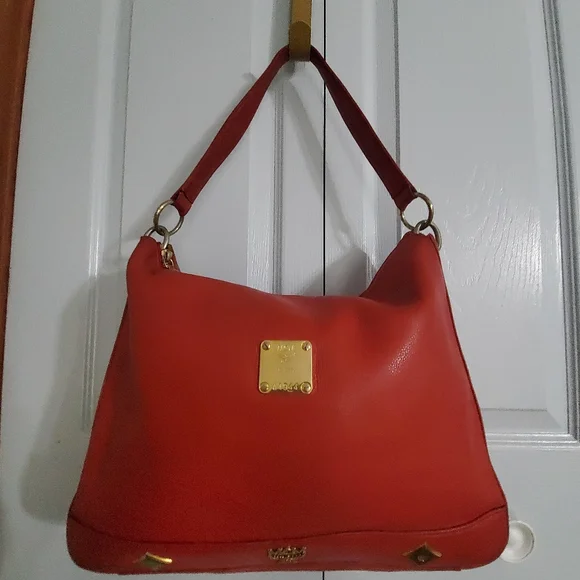 MCM AUTH. HOBO Rare(Germany) GENUINE LEATHER SHOULDER BAG
